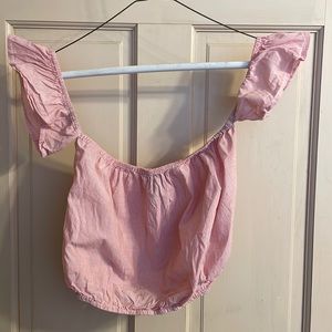 Xs forever 21 cropped nautical red striped top, puffy sleeves